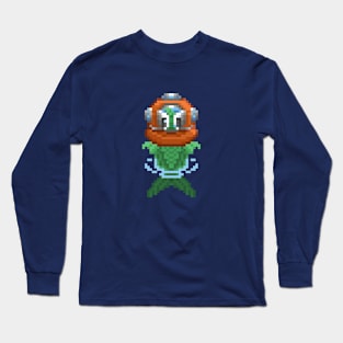 Pixel Art Fish Diver Clear Long Sleeve T-Shirt